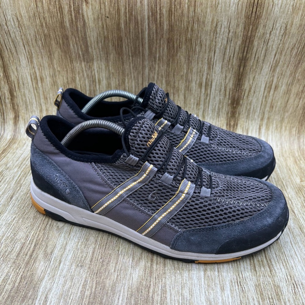 OluKai Kia'I Trainer Men's Size 12 Charcoal Grey Mesh Bungee Sneakers 10134-2642